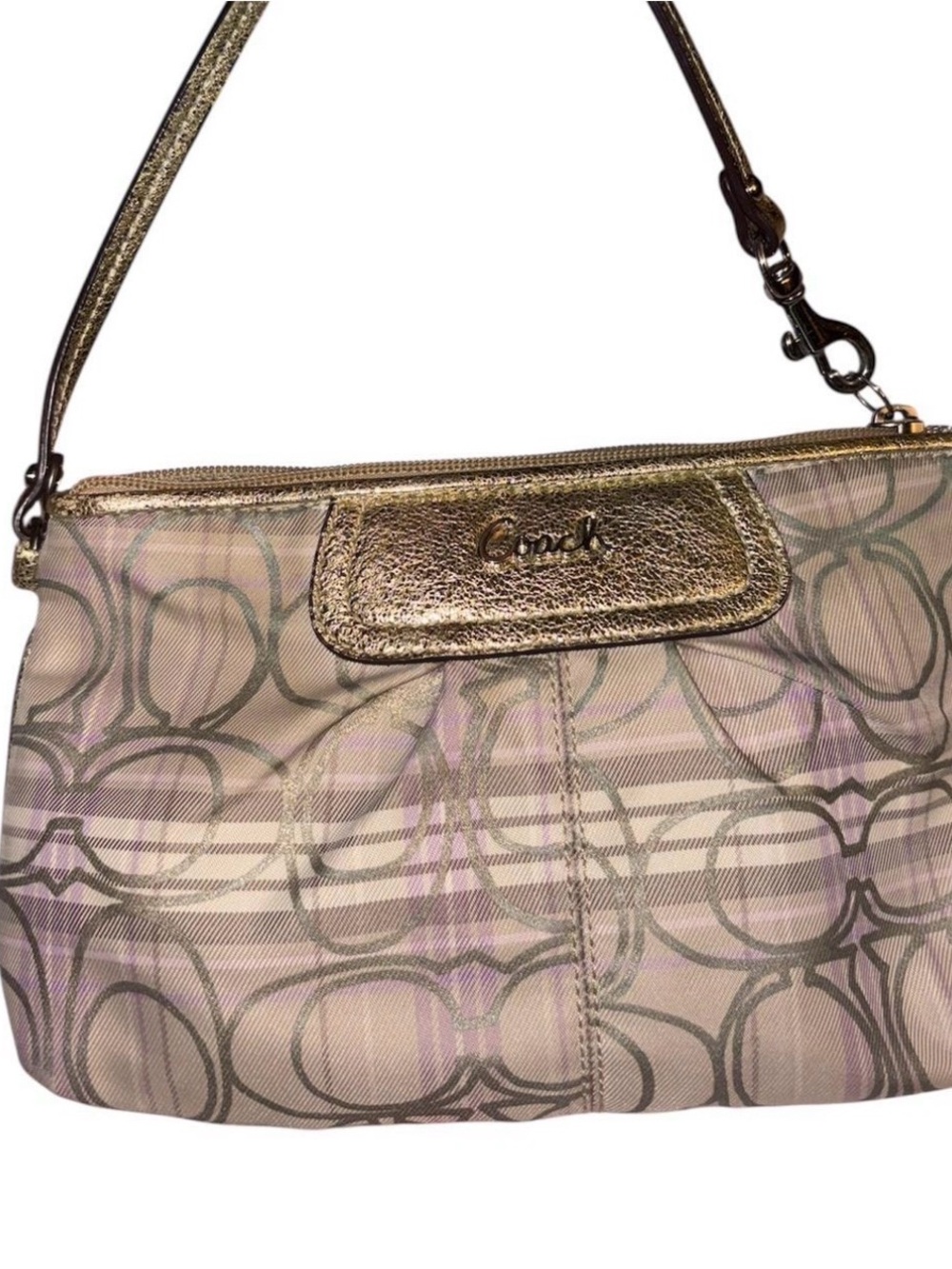 Coach Metallic Gold & Beige wristlet